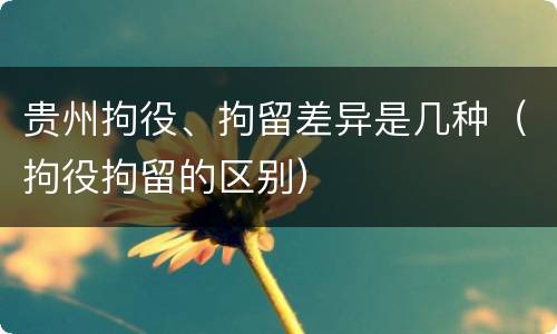 贵州拘役、拘留差异是几种（拘役拘留的区别）