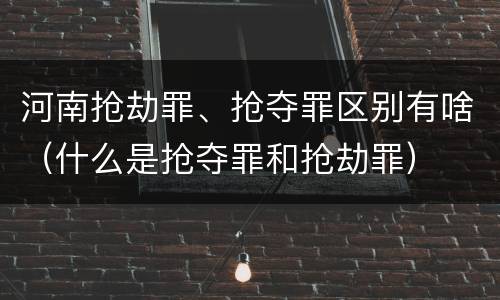 河南抢劫罪、抢夺罪区别有啥（什么是抢夺罪和抢劫罪）