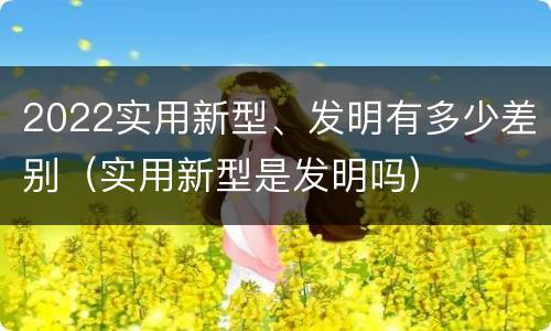 2022实用新型、发明有多少差别（实用新型是发明吗）