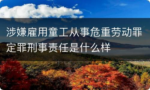 涉嫌雇用童工从事危重劳动罪定罪刑事责任是什么样