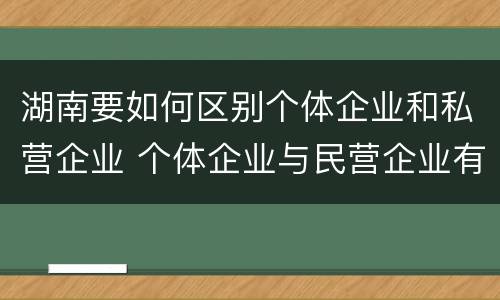 湖南要如何区别个体企业和私营企业 个体企业与民营企业有啥不同
