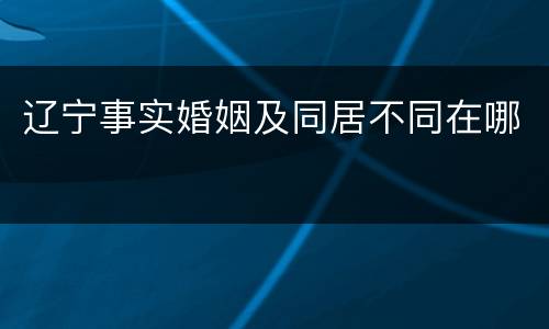 辽宁事实婚姻及同居不同在哪