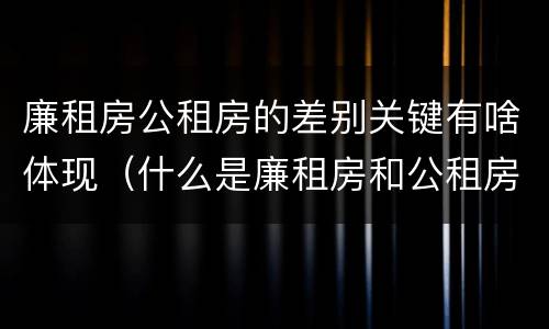 廉租房公租房的差别关键有啥体现（什么是廉租房和公租房两个有什么特点）
