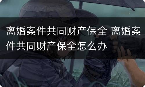 离婚案件共同财产保全 离婚案件共同财产保全怎么办