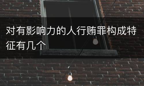 对有影响力的人行贿罪构成特征有几个