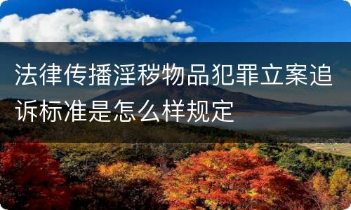 法律传播淫秽物品犯罪立案追诉标准是怎么样规定
