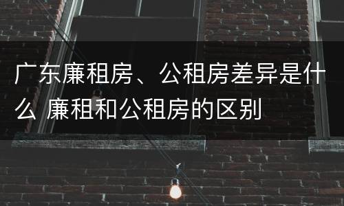 广东廉租房、公租房差异是什么 廉租和公租房的区别