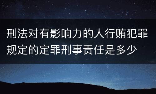 刑法对有影响力的人行贿犯罪规定的定罪刑事责任是多少