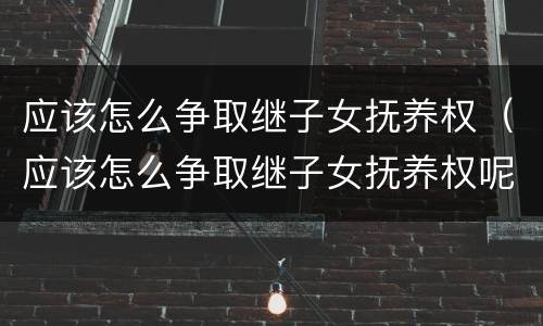 应该怎么争取继子女抚养权（应该怎么争取继子女抚养权呢）