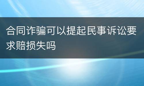 合同诈骗可以提起民事诉讼要求赔损失吗