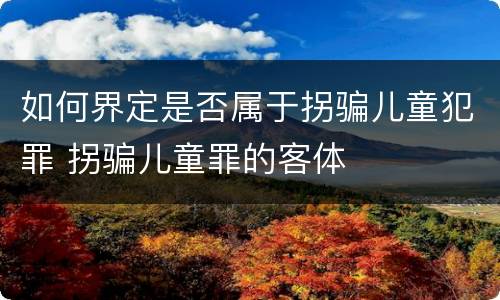 如何界定是否属于拐骗儿童犯罪 拐骗儿童罪的客体