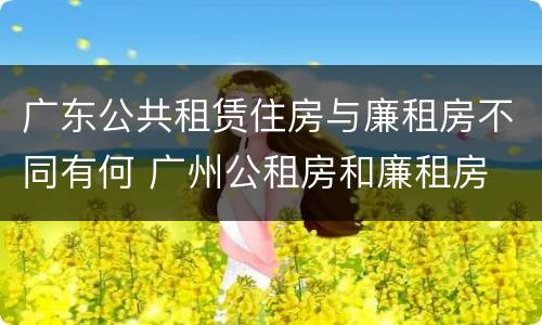 广东公共租赁住房与廉租房不同有何 广州公租房和廉租房