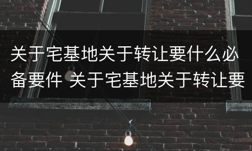 关于宅基地关于转让要什么必备要件 关于宅基地关于转让要什么必备要件的规定