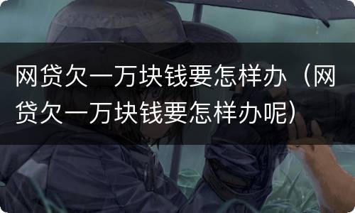 网贷欠一万块钱要怎样办(网贷欠一万块钱要怎样办呢)