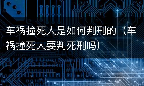 车祸撞死人是如何判刑的（车祸撞死人要判死刑吗）