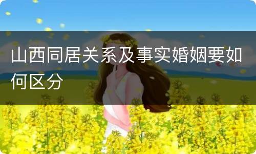 山西同居关系及事实婚姻要如何区分