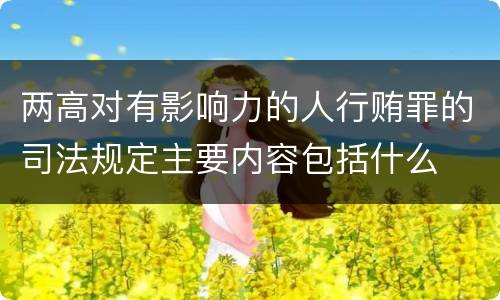两高对有影响力的人行贿罪的司法规定主要内容包括什么