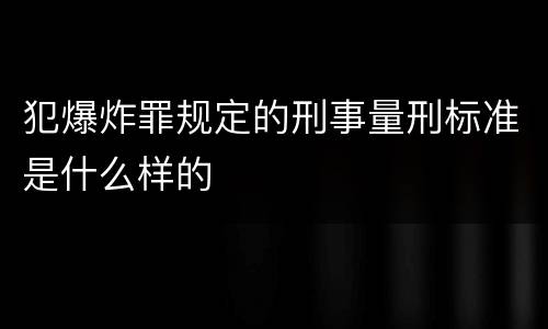 犯爆炸罪规定的刑事量刑标准是什么样的