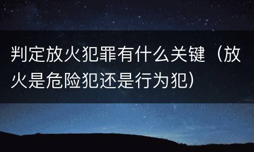 判定放火犯罪有什么关键（放火是危险犯还是行为犯）