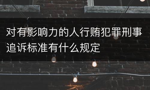 对有影响力的人行贿犯罪刑事追诉标准有什么规定