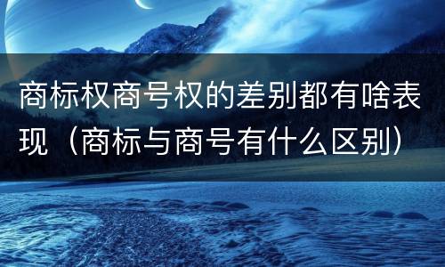 商标权商号权的差别都有啥表现（商标与商号有什么区别）