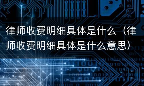 律师收费明细具体是什么（律师收费明细具体是什么意思）