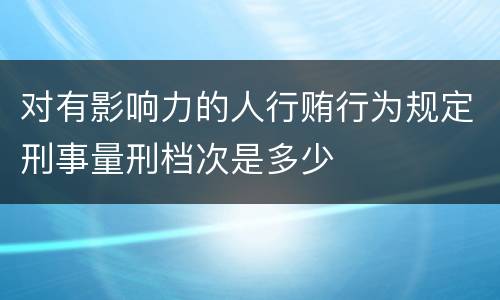 对有影响力的人行贿行为规定刑事量刑档次是多少