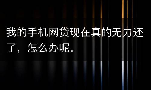 我的手机网贷现在真的无力还了，怎么办呢。