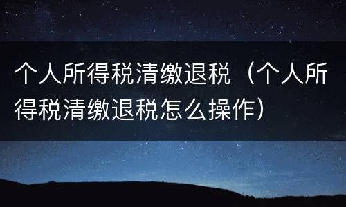 个人所得税清缴退税（个人所得税清缴退税怎么操作）