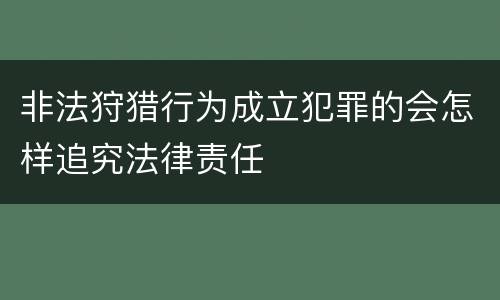 非法狩猎行为成立犯罪的会怎样追究法律责任