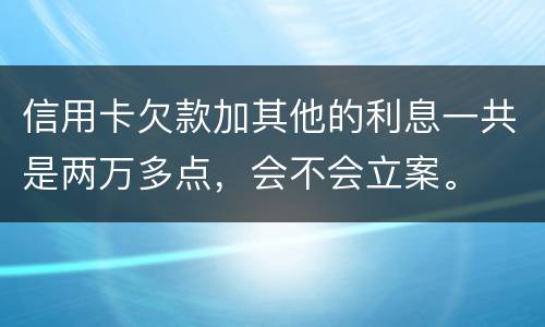 信用卡欠款加其他的利息一共是两万多点，会不会立案。