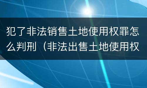 犯了非法销售土地使用权罪怎么判刑（非法出售土地使用权罪）