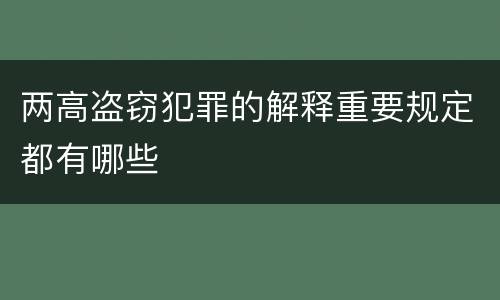 两高盗窃犯罪的解释重要规定都有哪些