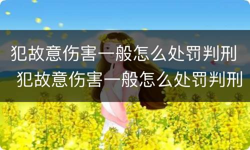 犯故意伤害一般怎么处罚判刑 犯故意伤害一般怎么处罚判刑多久