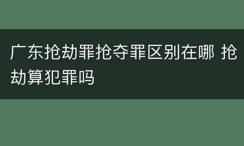 广东抢劫罪抢夺罪区别在哪 抢劫算犯罪吗