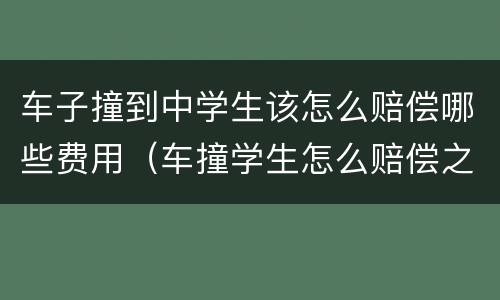 车子撞到中学生该怎么赔偿哪些费用（车撞学生怎么赔偿之后费用）