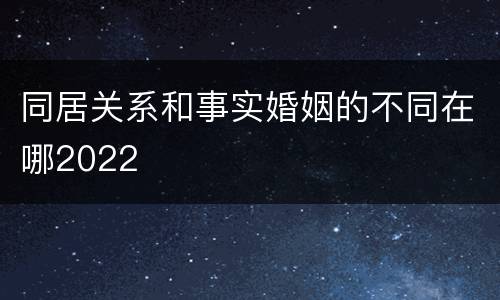 同居关系和事实婚姻的不同在哪2022