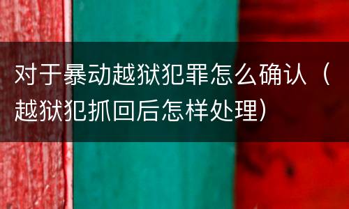 对于暴动越狱犯罪怎么确认（越狱犯抓回后怎样处理）