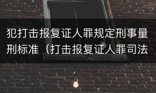 犯打击报复证人罪规定刑事量刑标准（打击报复证人罪司法解释）