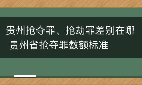 贵州抢夺罪、抢劫罪差别在哪 贵州省抢夺罪数额标准