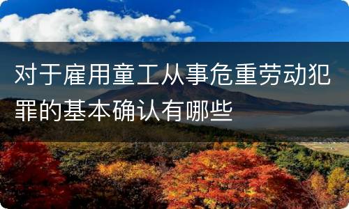对于雇用童工从事危重劳动犯罪的基本确认有哪些