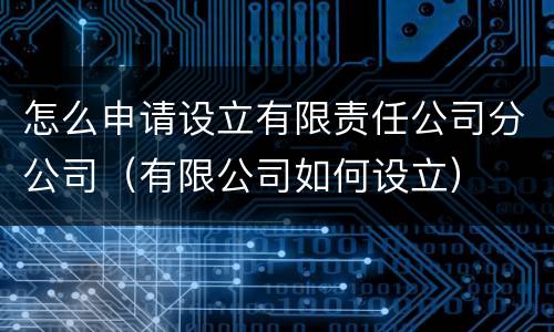 怎么申请设立有限责任公司分公司（有限公司如何设立）