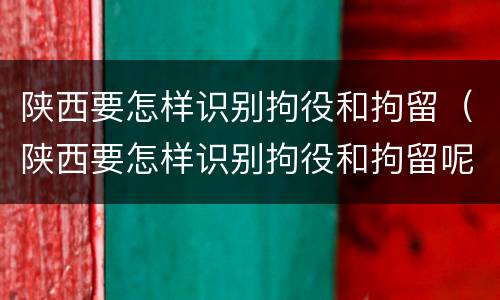 陕西要怎样识别拘役和拘留（陕西要怎样识别拘役和拘留呢）
