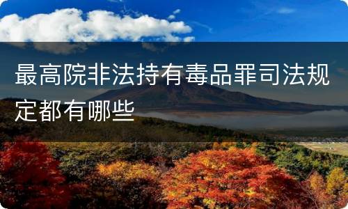 最高院非法持有毒品罪司法规定都有哪些