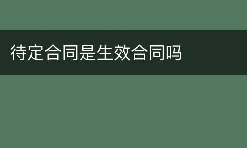 待定合同是生效合同吗