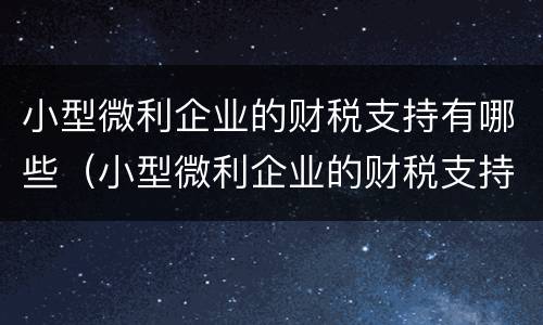 小型微利企业的财税支持有哪些（小型微利企业的财税支持有哪些方面）