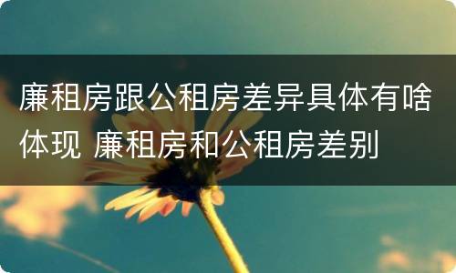 廉租房跟公租房差异具体有啥体现 廉租房和公租房差别