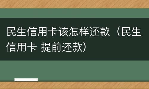 民生信用卡该怎样还款（民生信用卡 提前还款）