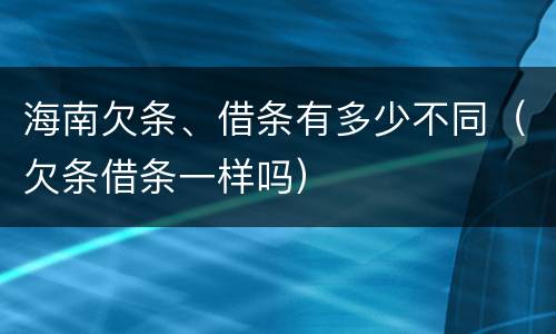 海南欠条、借条有多少不同（欠条借条一样吗）