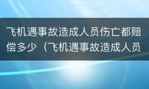 飞机遇事故造成人员伤亡都赔偿多少（飞机遇事故造成人员伤亡都赔偿多少钱）